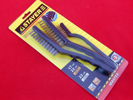 Набор STAYER 3515-H3 Щетки MASTER стальные с пластмассовой ручкой, 3 шт