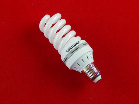 Энергосберегающая лампа СВЕТОЗАР "ЭКОНОМ" спираль,цоколь E27(стандарт),Т3,яркий белый свет(4000К),8000час,20Вт(100)