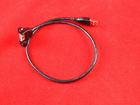 Кабель с креплениями USB-A (мама) на USB-A (папа), черный, 50 см