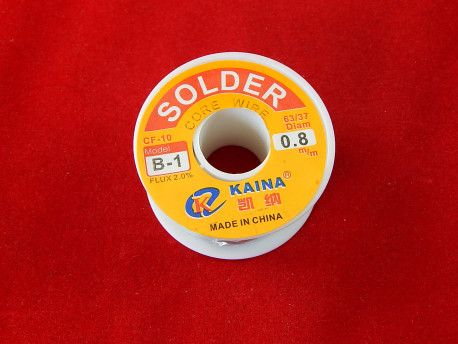 Припой Kaina 63/37, 0.8 мм с флюсом в катушке 100гр