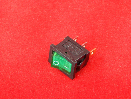 KCD1 Переключатель зеленый ON-OFF (10A 250VAC) 3P