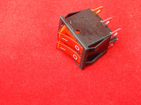 KCD4 Переключатель красный двойной ON-OFF (15A 250VAC) 6P