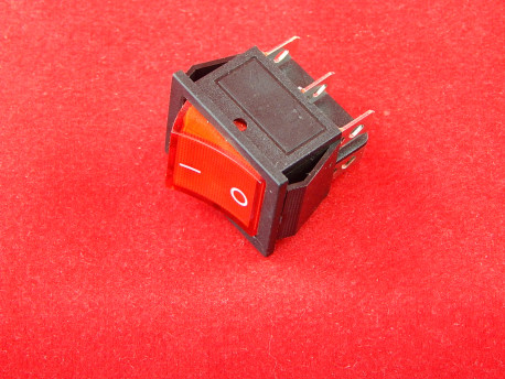 KCD4 Переключатель красный ON-OFF (16A 250VAC) 6P