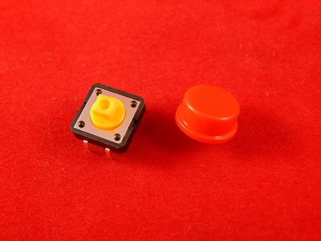 Тактовая кнопка B3F 12X12X7.5 с колпачком A24, красный