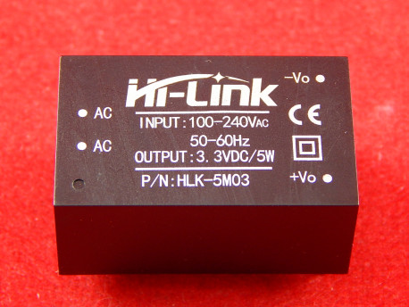 Преобразователь AC-DC, HLK-5M03 (3.3В, 5Вт)
