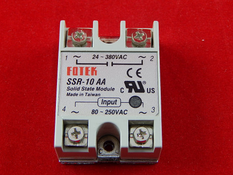 Твердотельное реле SSR-10AA, 10A, 380В (AC), однофазное