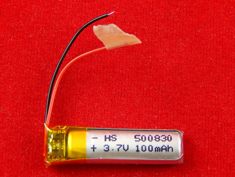 Аккумулятор Li-Pol 500830, 3,7V, 100 мА/ч. 30x8x5 мм