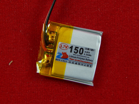 Аккумулятор Li-Pol 3.7В, 150mAh, 23x23x3мм