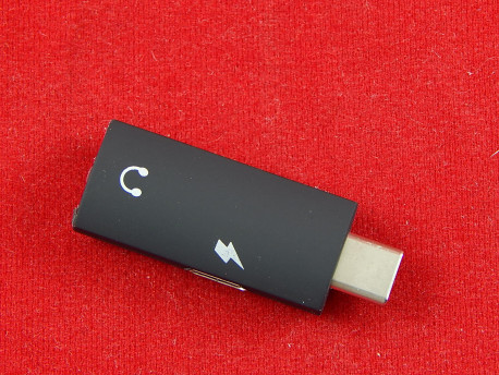Переходник с USB Type-C на jack 3.5, модель M10, с возможность подключения З/У, черный