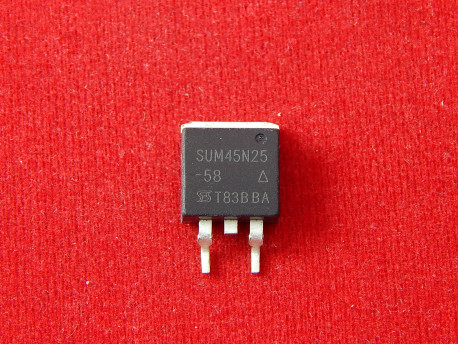 SUM45N25-58 Транзистор, N-канальный, 250В, 45A, TO-263