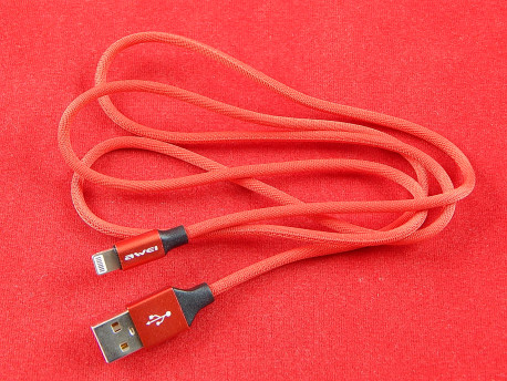 Кабель Awei CL-60 в оплетке, USB-Lightning, красный, 1 м