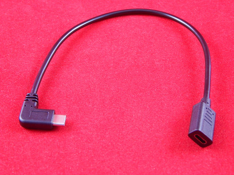 Угловой переходник USB Type C "папа" - USB Type C "мама", 90 градусов, 30 см