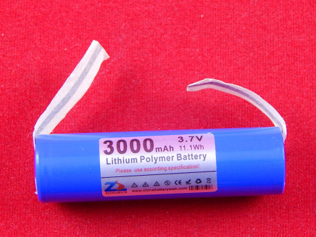 Аккумулятор Li-ion 18650 3.7V, 3000 mAh с контактами