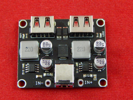 DC-DC понижающий преобразователь с 2 x USB, поддержка быстрой зарядки QC 3.0 / 2.0