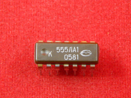 К555ЛА1 микросхема с двумя логическими элементами 4И-НЕ, Б/У
