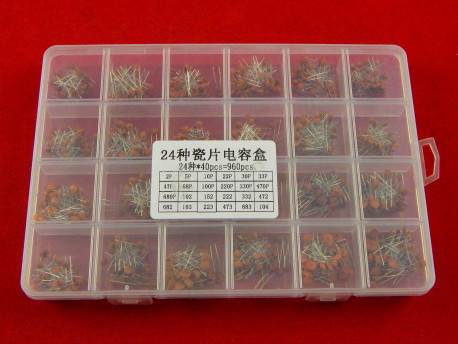 Набор керамических конденсаторов, 24 вида, 960 штук