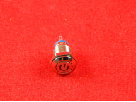 Кнопка с белой подсветкой без фиксации, металлическая 12 мм