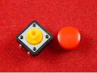 Тактовая кнопка B3F 12x12x7.3 с колпачком A25, красный