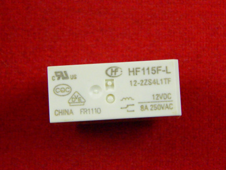 HF115F-L, Миниатюрное силовое реле с блокировкой, 12В, 8А, 2 form C