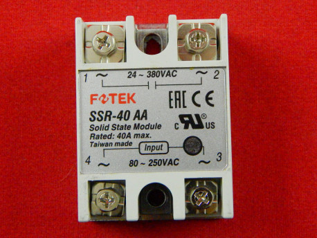 Твердотельное реле SSR-40AA, 40A, 380В (AC), однофазное