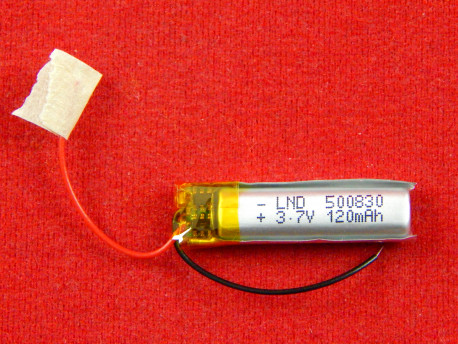 Аккумулятор Li-Pol 500830 с защитой, 120мАч, 3.7В, 30х8х5 мм