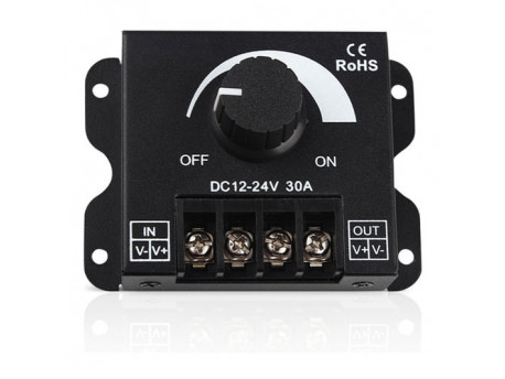 Диммер для светодиодной ленты PWM 12–24V, 30A, с поворотной ручкой