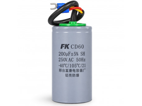 Пусковой конденсатор CD60, 200 мкФ, 250 В AC, 50×100 мм