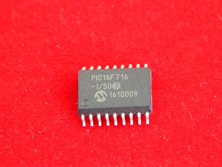 PIC16F716-I/SO, Микроконтроллер 8 бит, Flash, AEC-Q100, PIC16F, 20 МГц